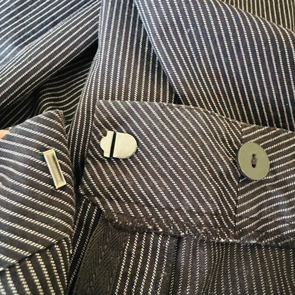 Ann Taylor LOFT Pinstripe Julie Cotton Cuffed Ankle Black Career Trouser Pants 4 - Picture 9 of 9